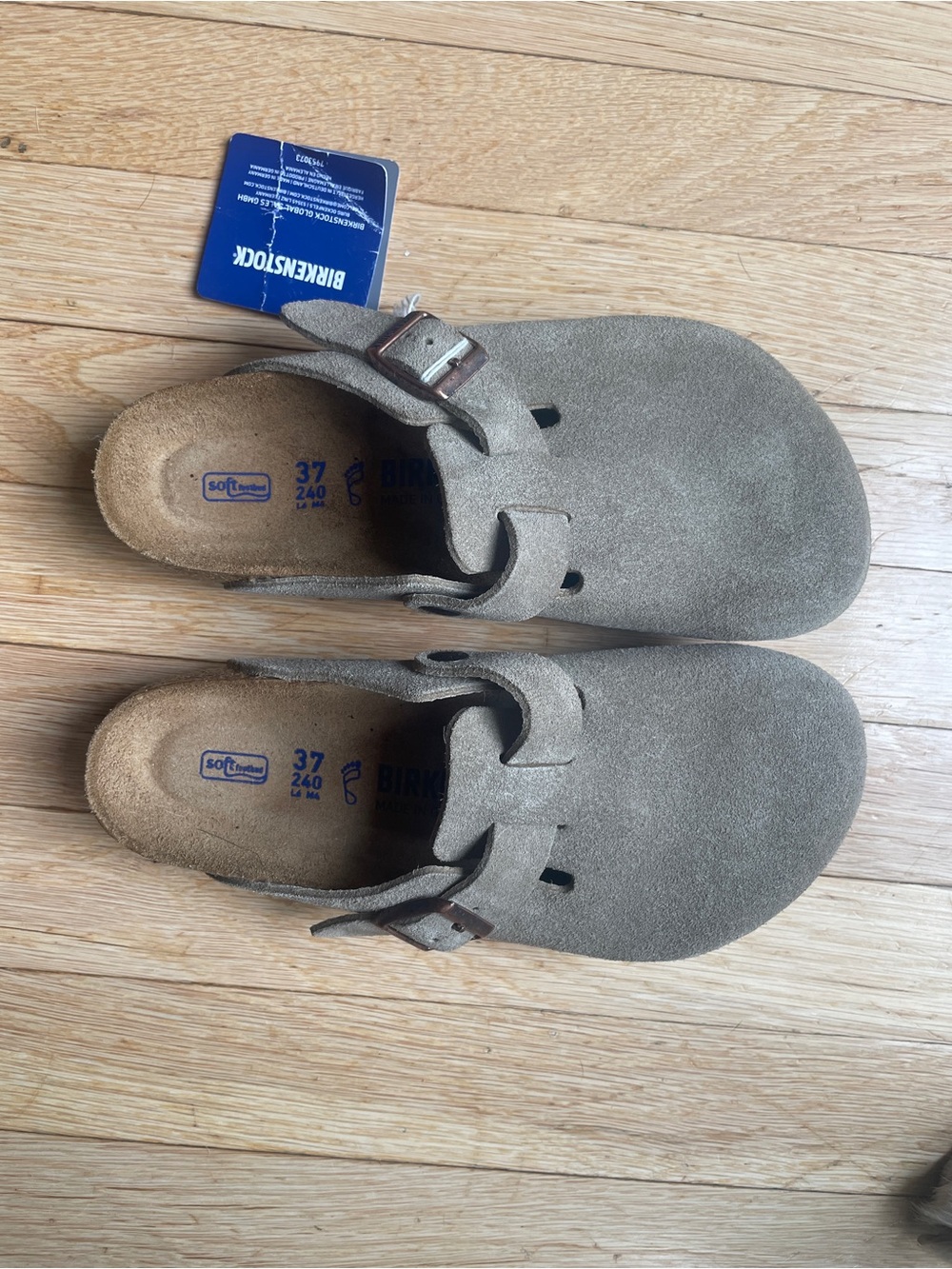Birkenstock Boston Suede Clogs in Taupe Gray - EU 37